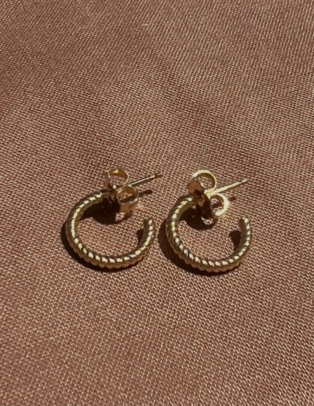 14k Yellow Gold Rope Huggies