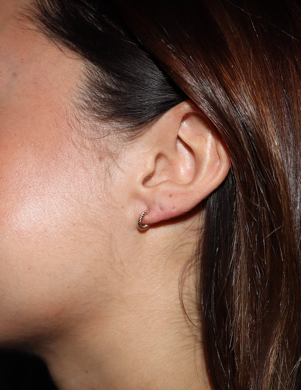 14k Yellow Gold Rope Huggies