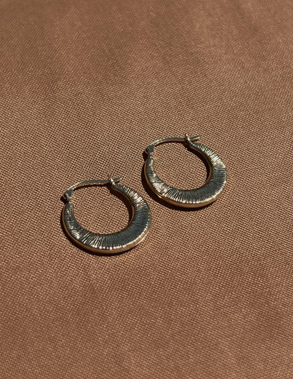 14k Yellow Gold Texture Huggies