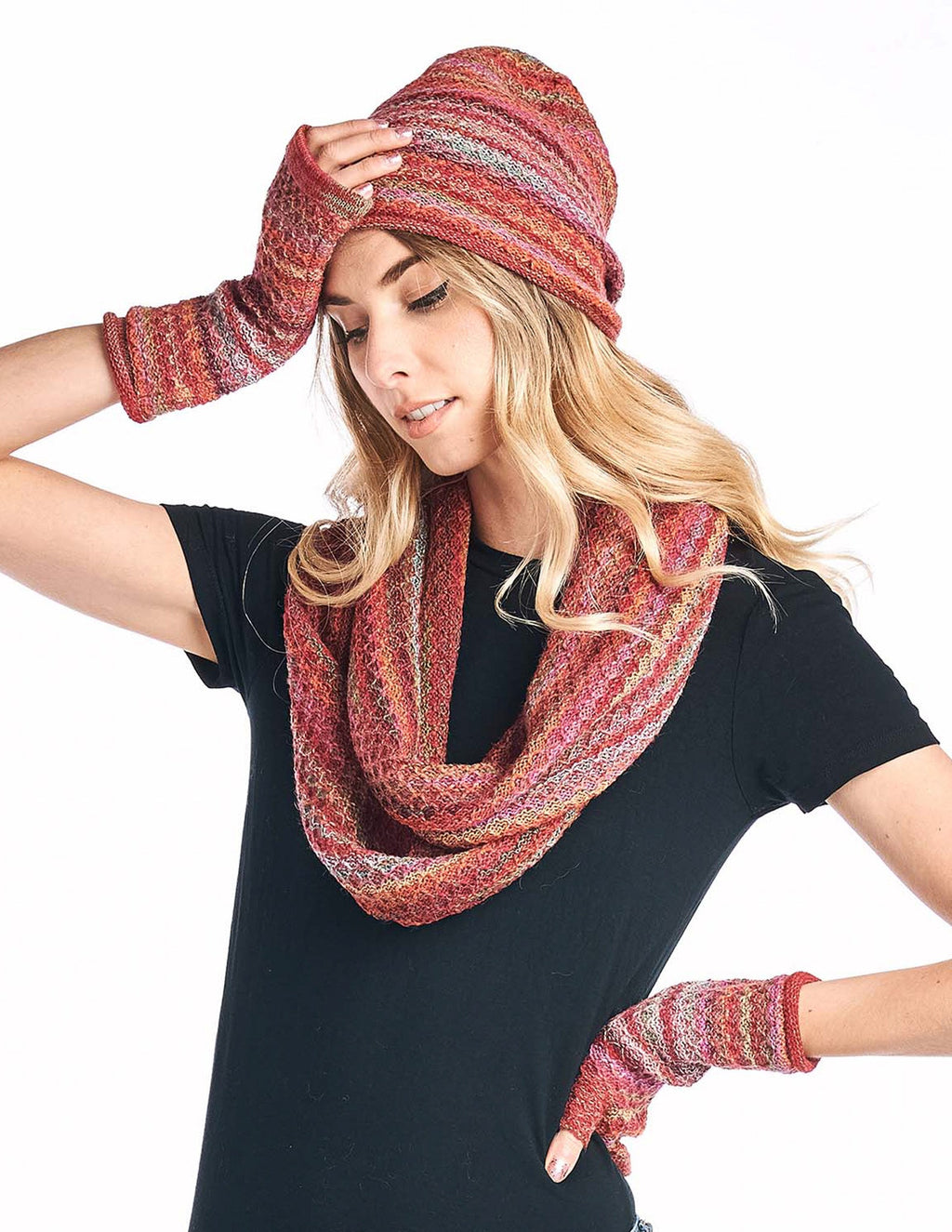 Alpaca Infinity Scarf - Printed Saffron