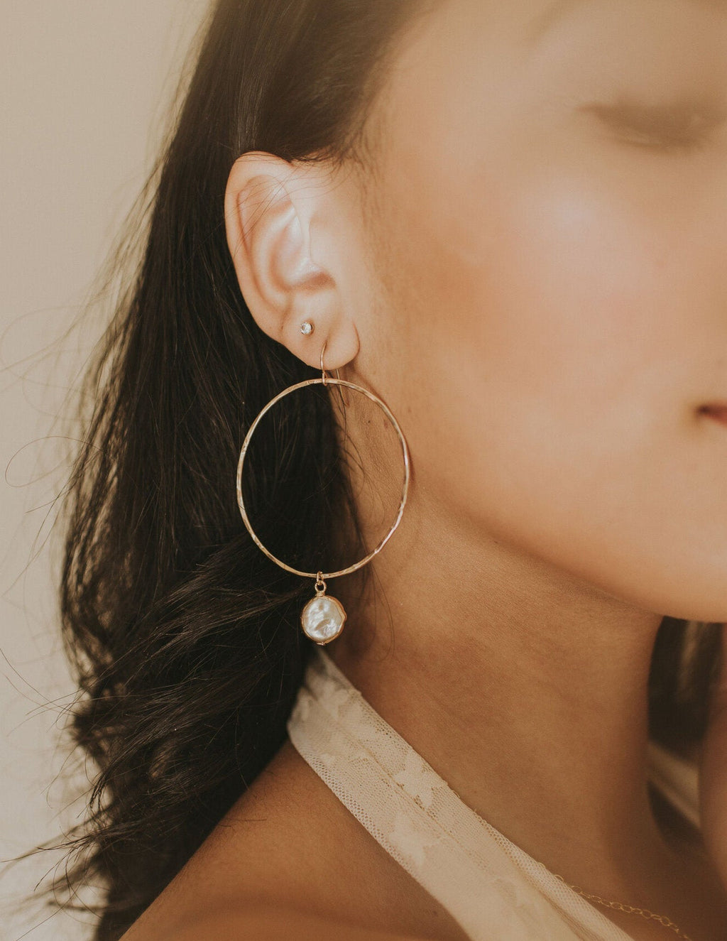 Dainty Baroque Pearl Hoops