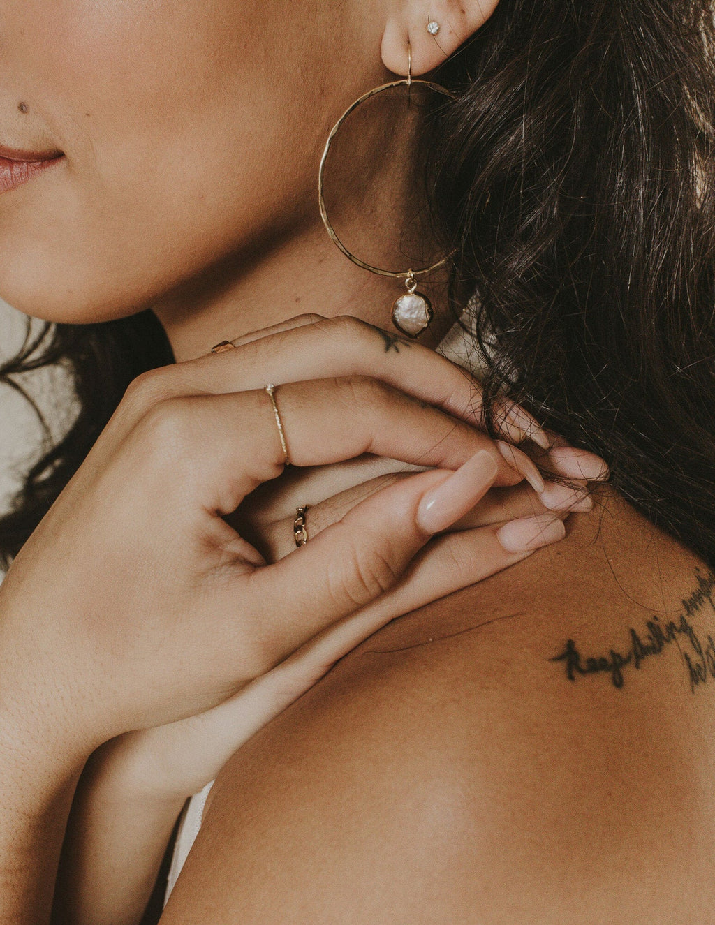 Dainty Baroque Pearl Hoops