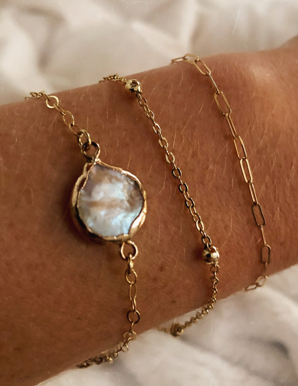 Dainty Layering Gold Bracelet Trio