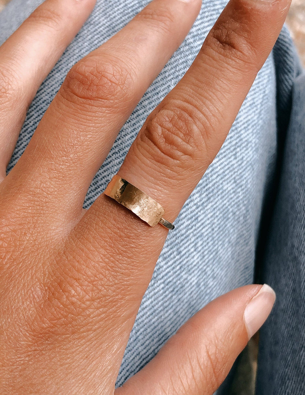 Hammered Horizontal Bar Ring
