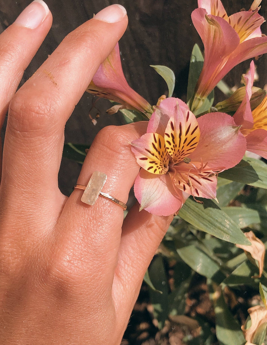 Hammered Vertical Bar Ring