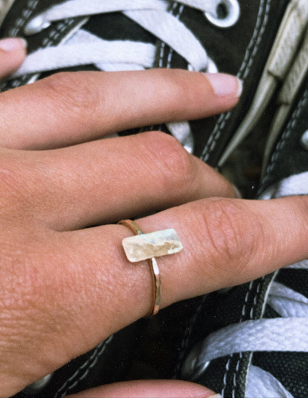 Hammered Vertical Bar Ring