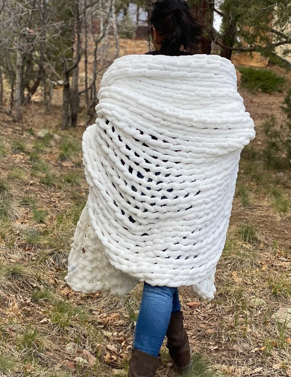 INFINITE CHUNKY KNIT BLANKET | MINKY | BIG - BLANC