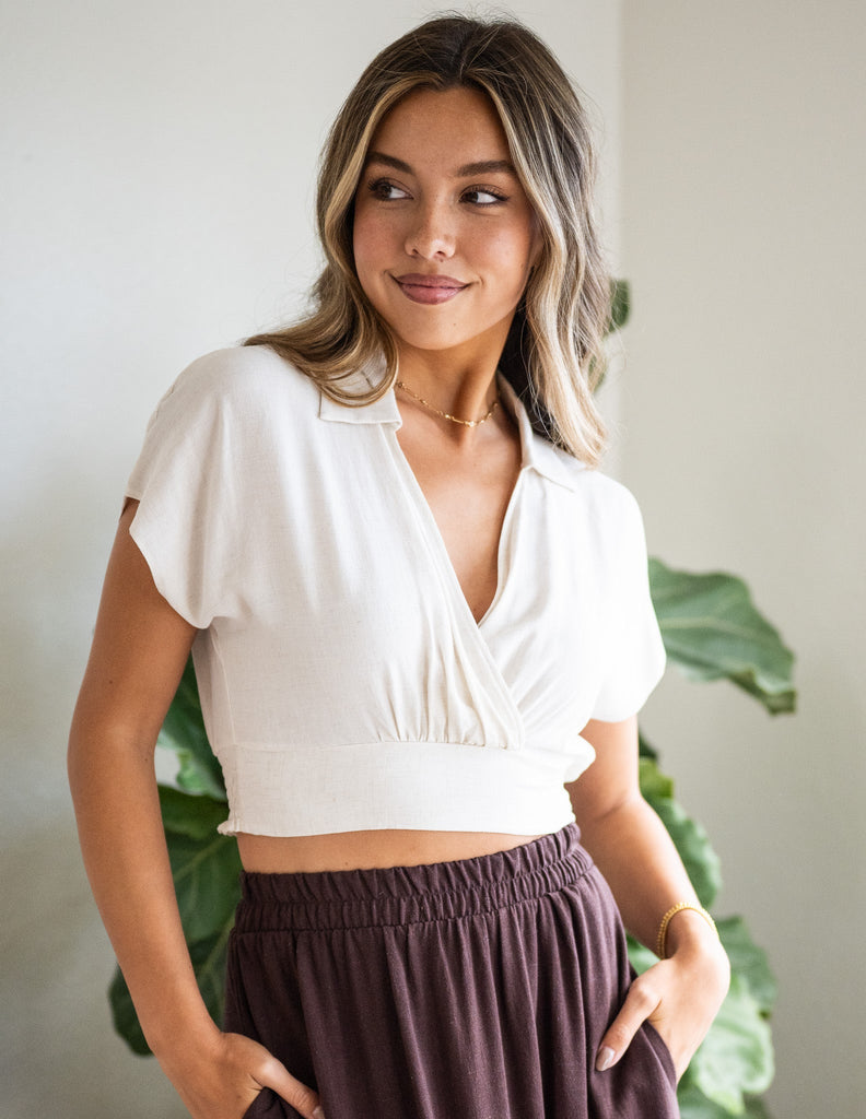 HYKE Linen cropped top ベスト CROPPE TOP Linen Lindsay Crop Top – Sozy