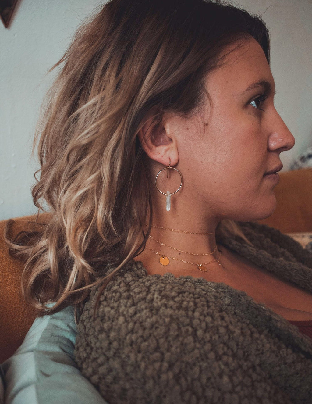 Mini Crystal Quartz Hoops