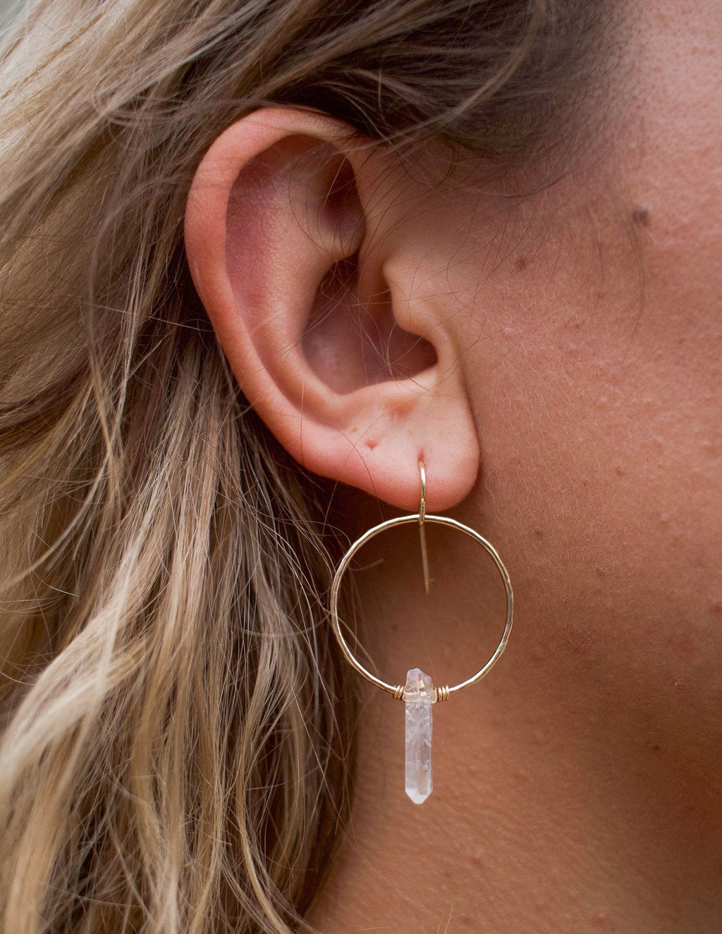 Mini Crystal Quartz Hoops
