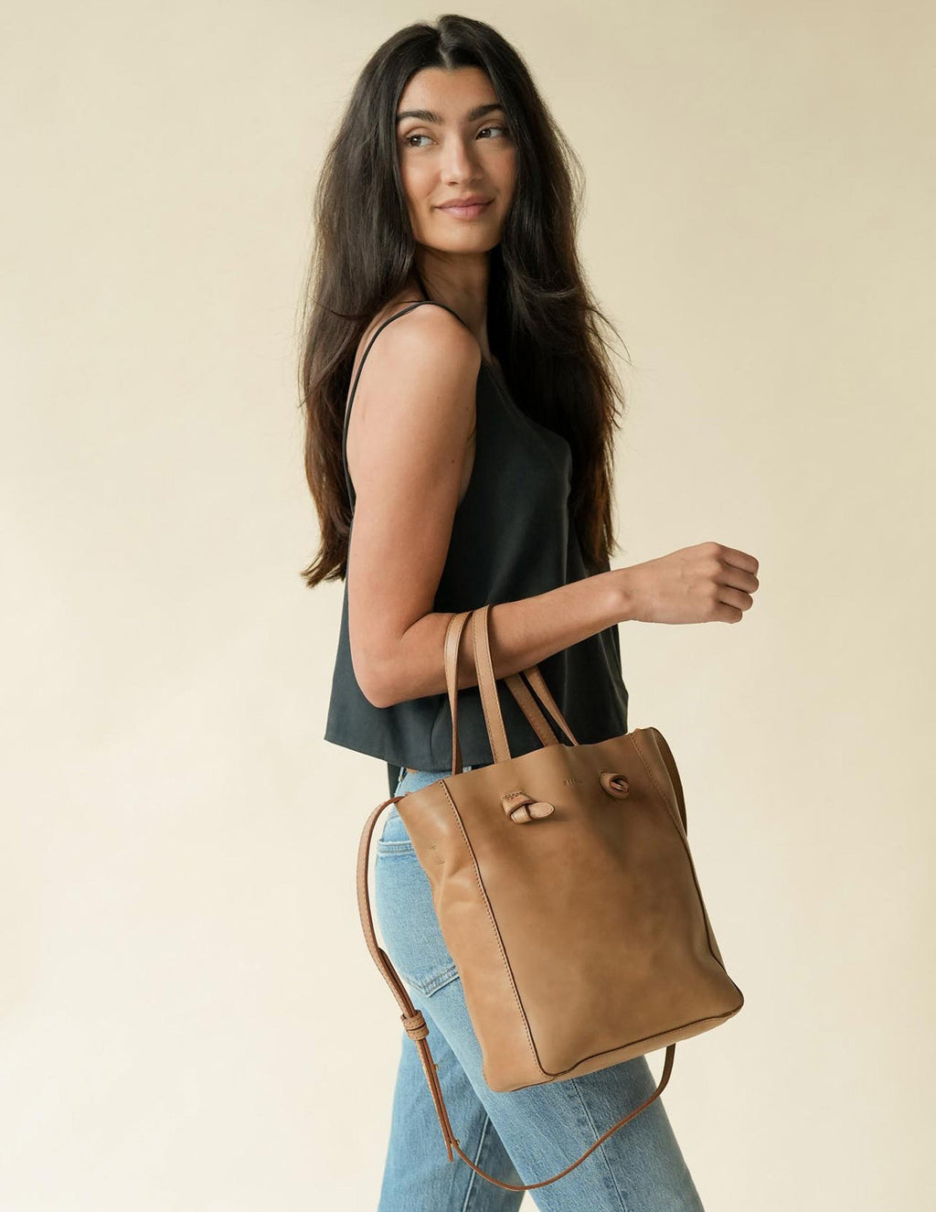 Simone Convertible Shopper - Almond