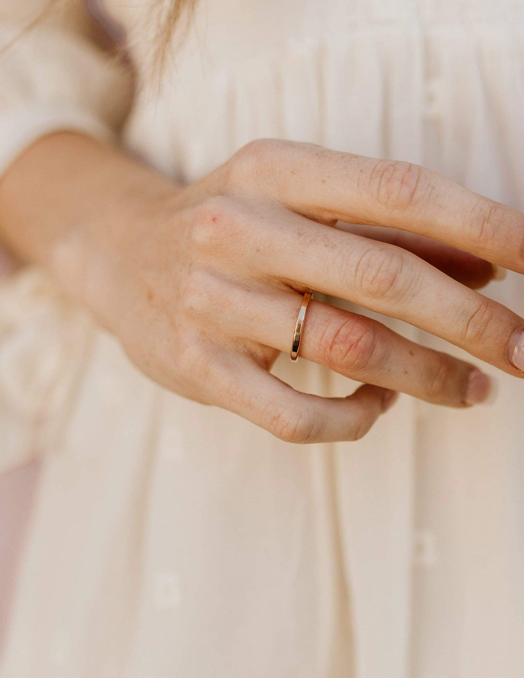 Thick Hammered Stacking Ring