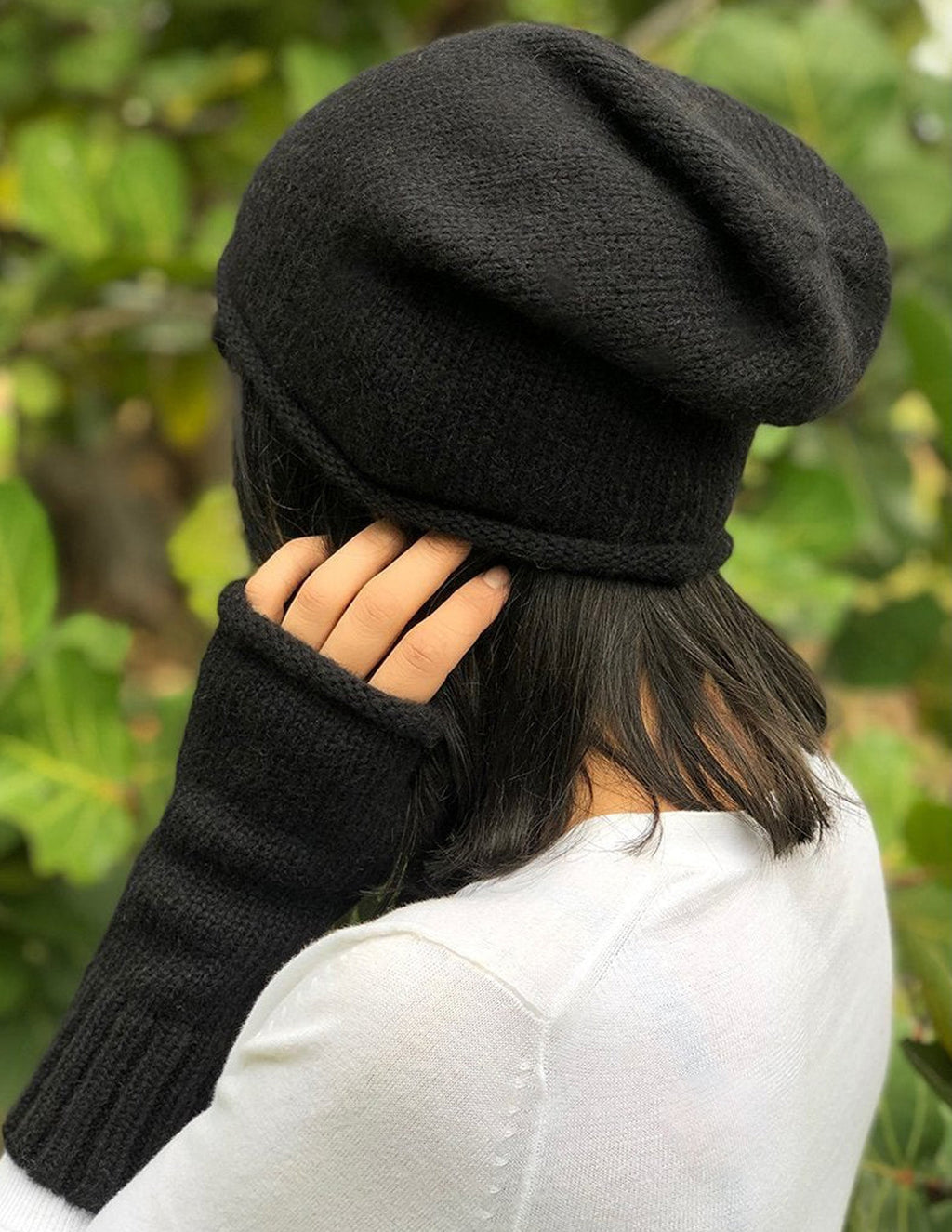 Black Essential Knit Alpaca Beanie