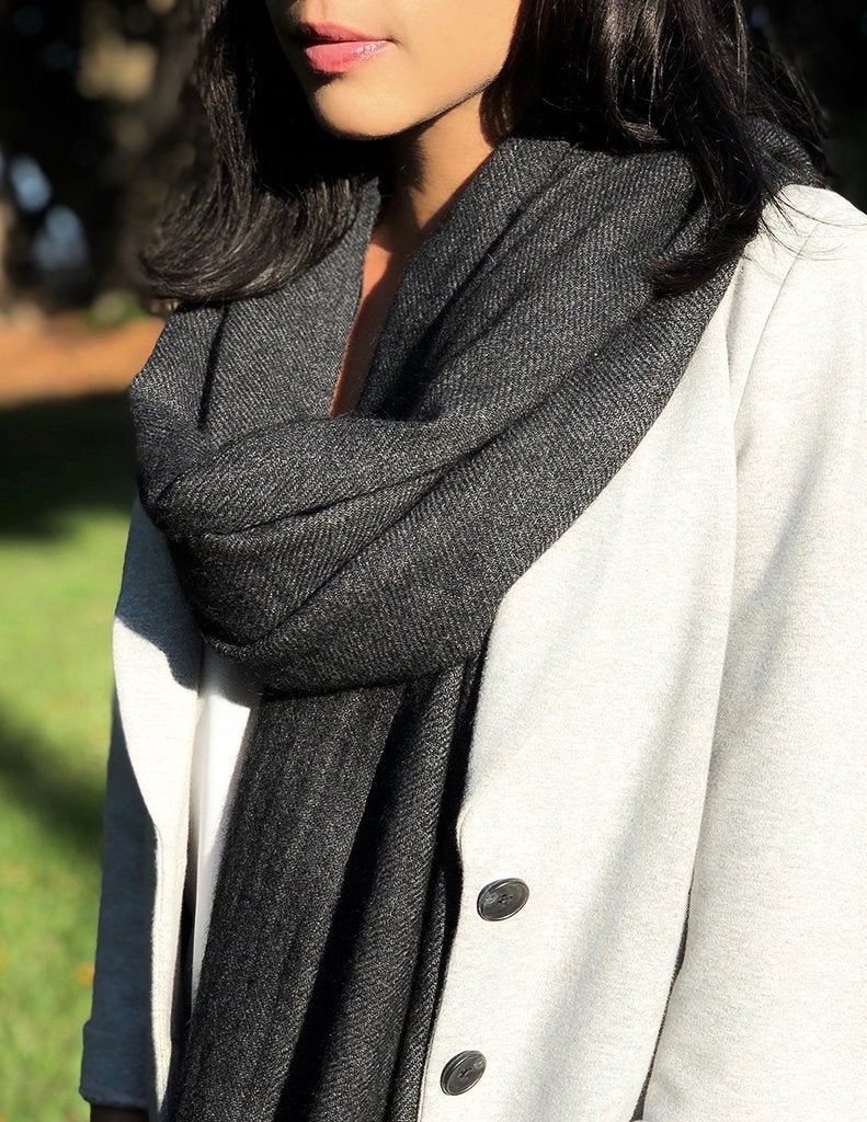 Black Handloom Cashmere Scarf