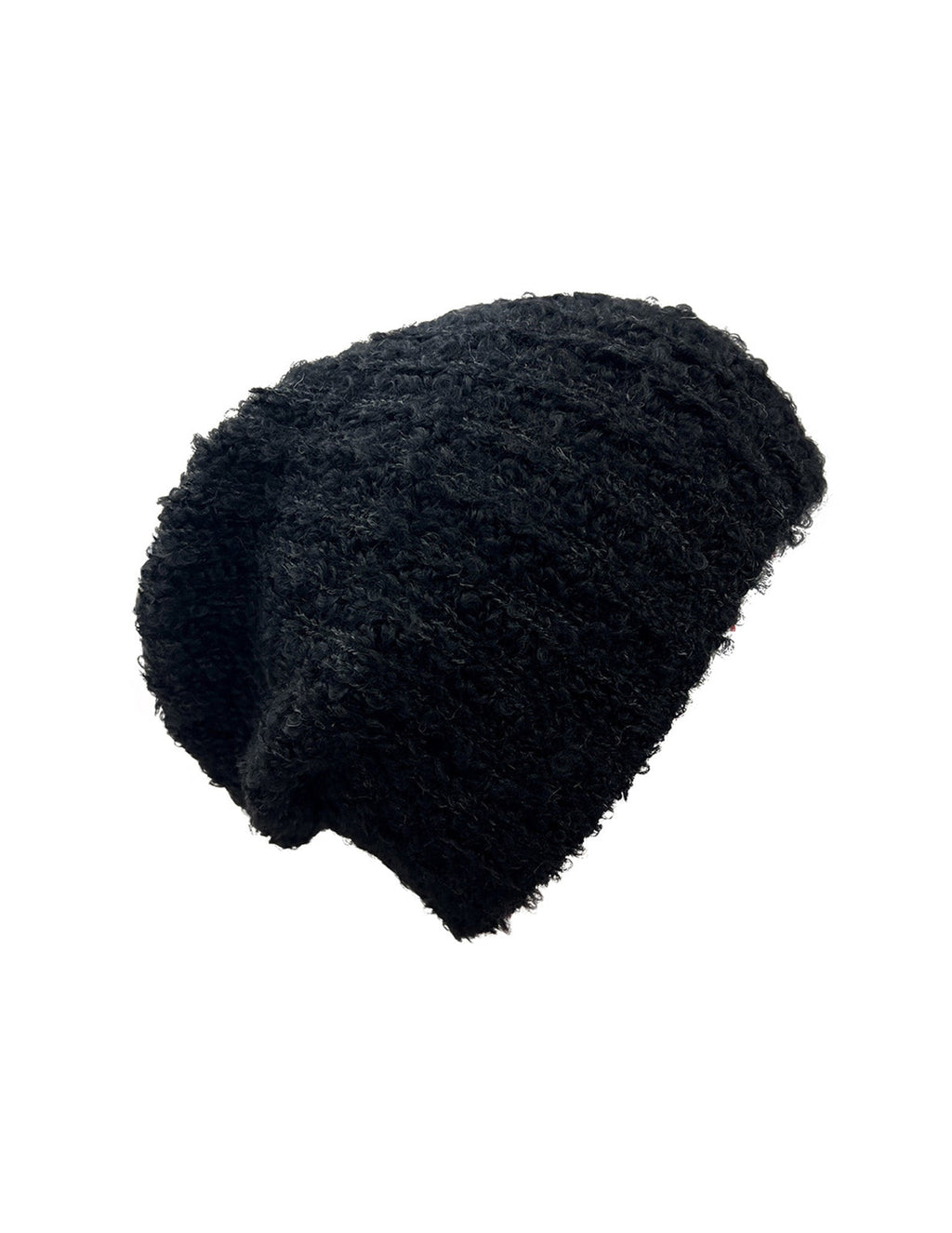 Black Loop Knit Alpaca Beanie