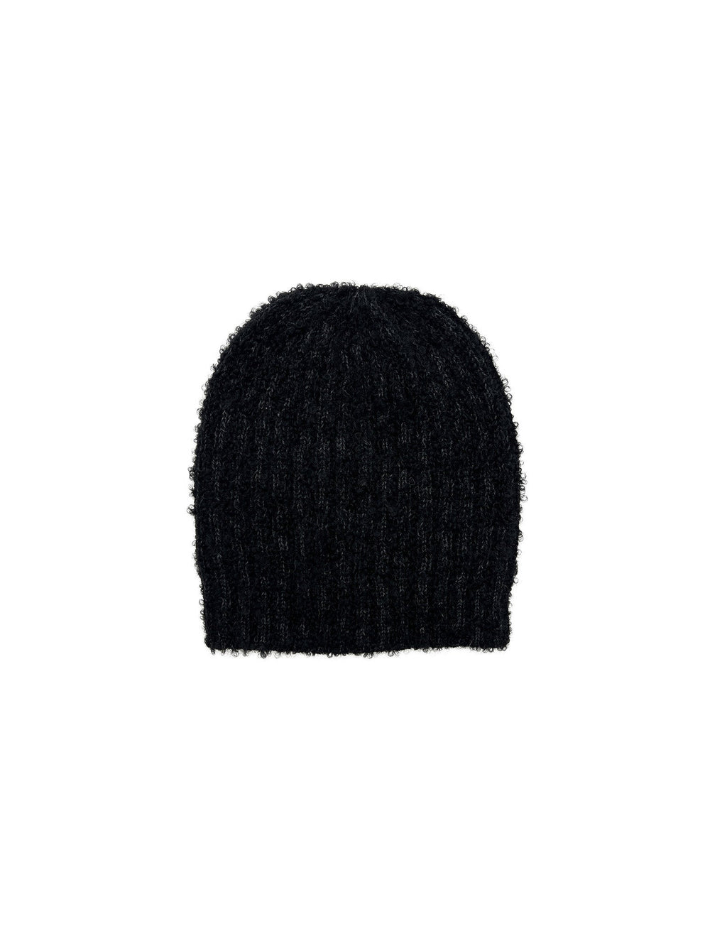 Black Loop Knit Alpaca Beanie