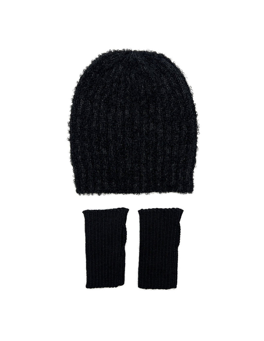 Black Loop Knit Alpaca Beanie