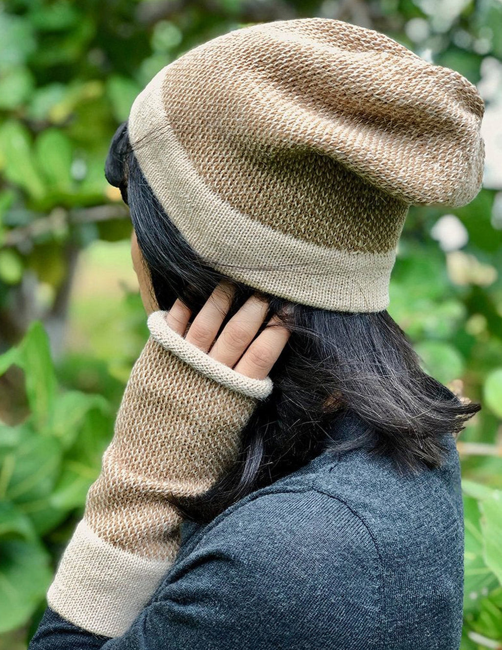 Camel Interwoven Alpaca Beanie