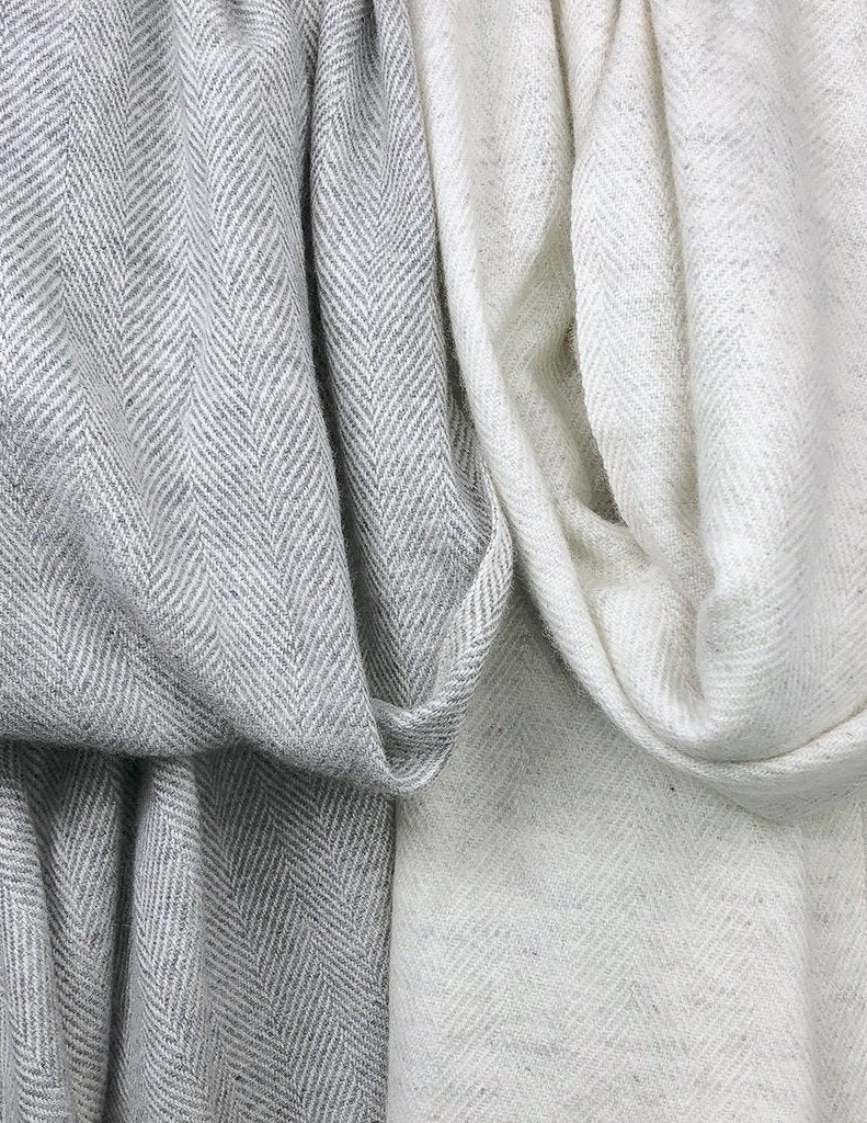Gray Herringbone Cashmere Scarf