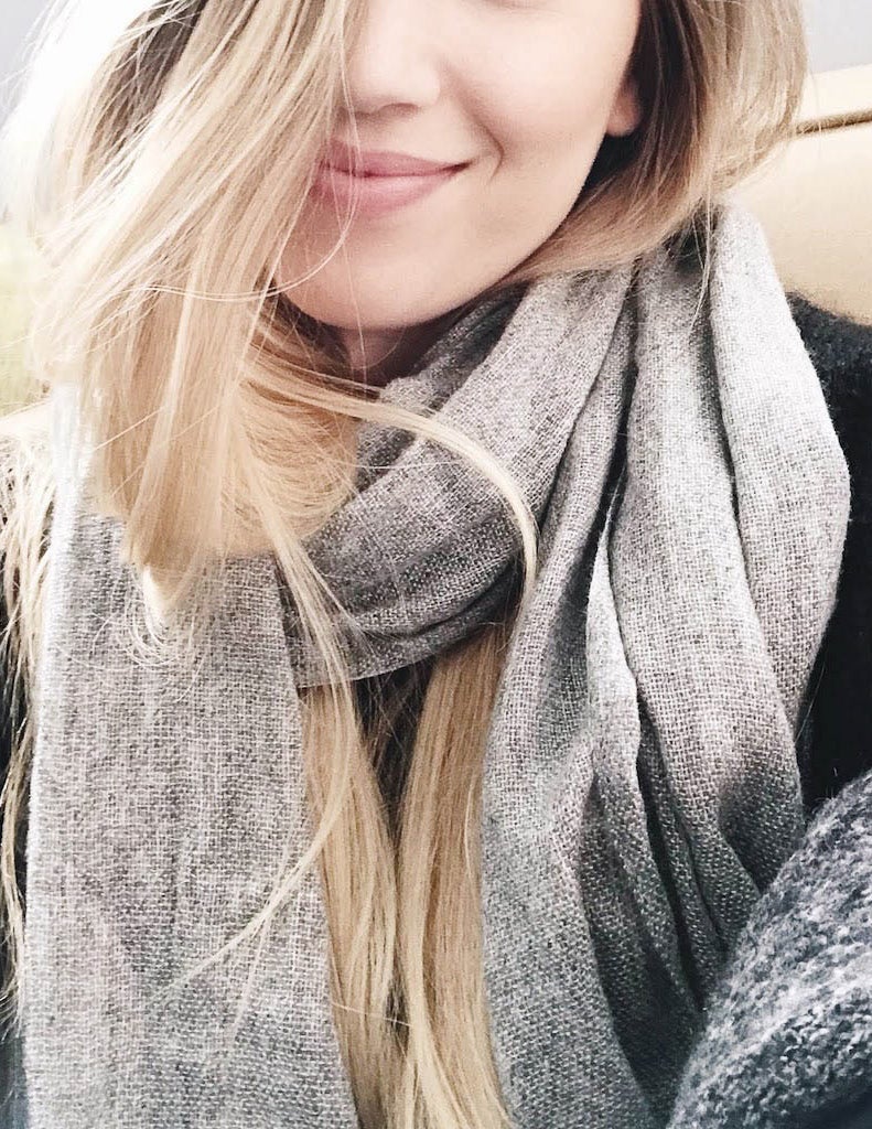 Heathered Gray Handloom Cashmere Scarf