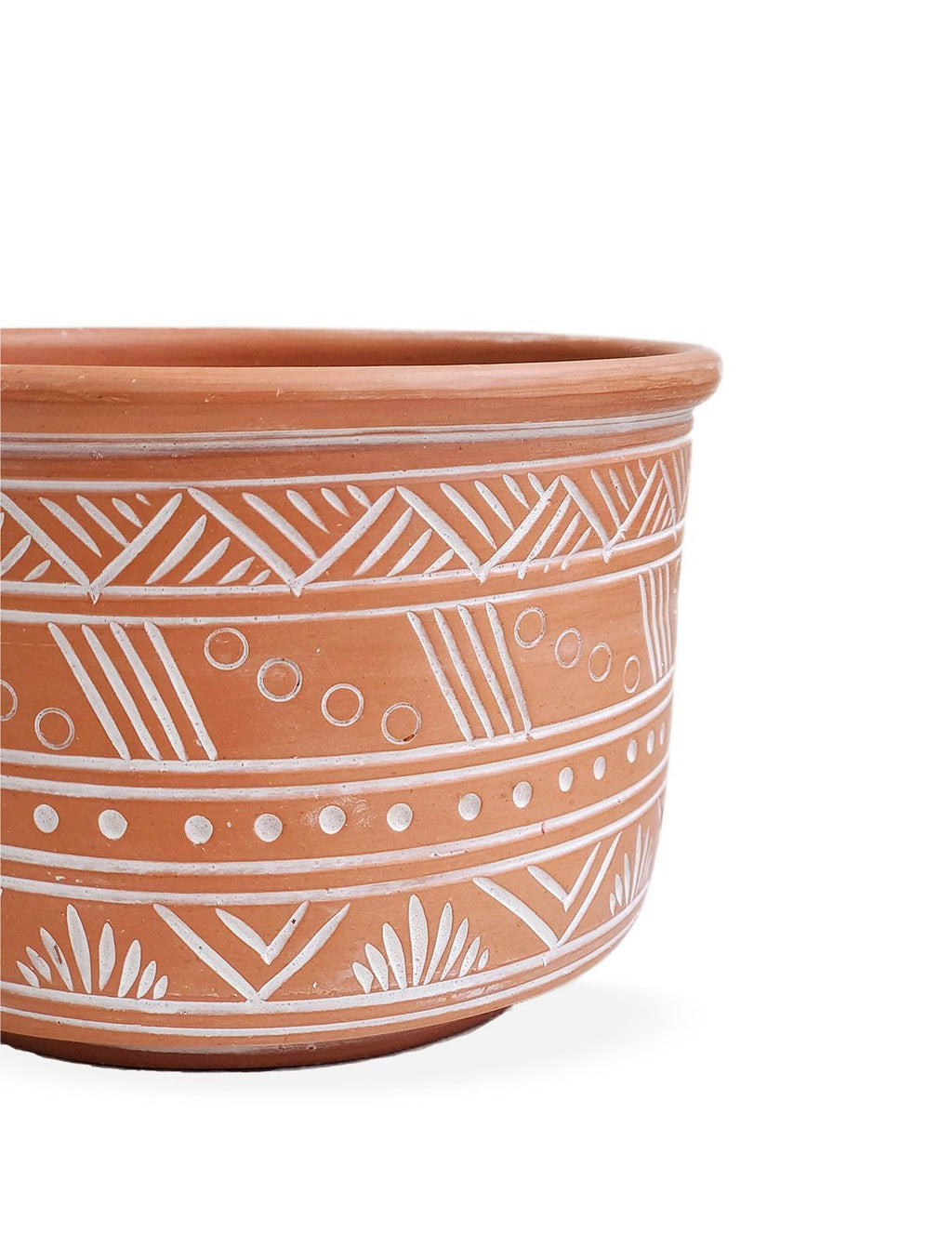 Large Hand Etched Terracotta Pot