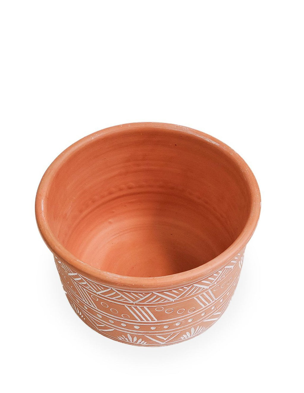 Large Hand Etched Terracotta Pot