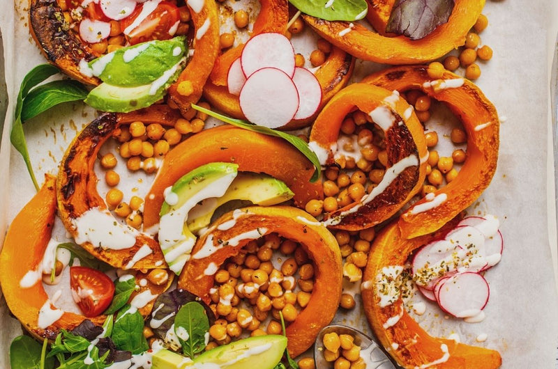 30-Min Roasted Squash with Fresh Herbs and Chickpeas