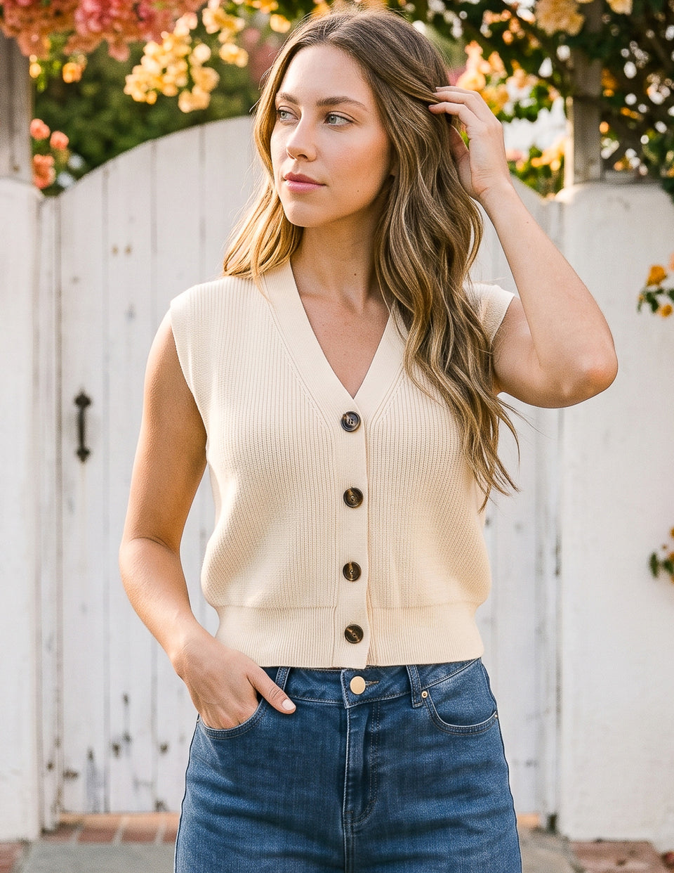 Livia Crop Sweater Vest
