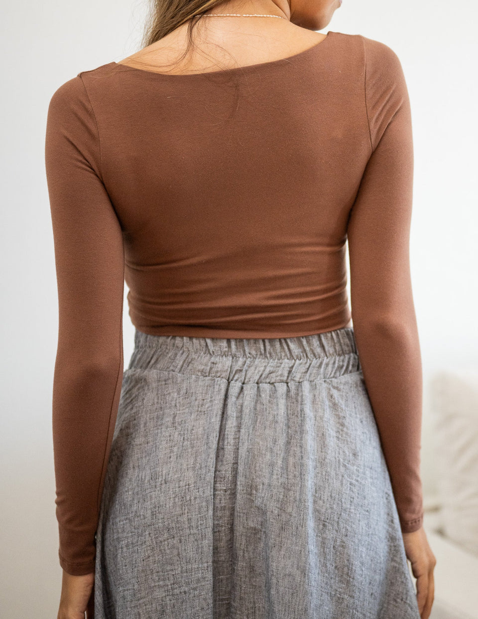 Cotton Heather Crop Long Sleeve