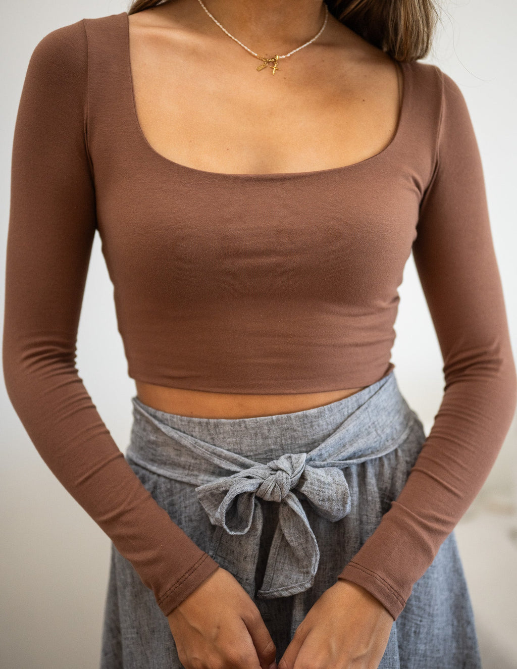 Cotton Heather Crop Long Sleeve