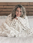 INFINITE CHUNKY KNIT BLANKET | MINKY | BIG - BLANC