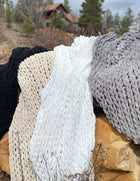 INFINITE CHUNKY KNIT BLANKET | MINKY | BIG - BLANC