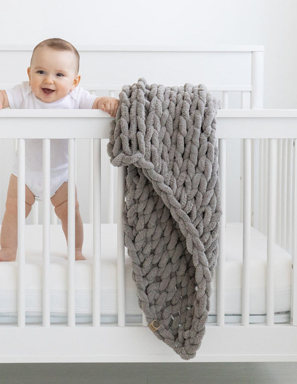 INFINITE CHUNKY KNIT BLANKET | MINKY | LITTLE - MIST