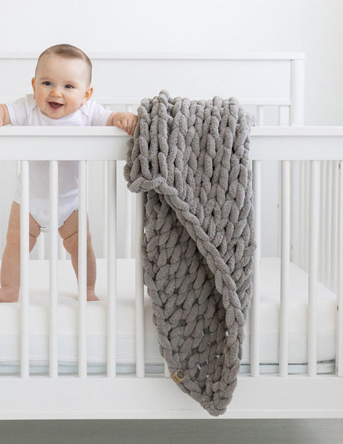 INFINITE CHUNKY KNIT BLANKET | MINKY | LITTLE - MIST