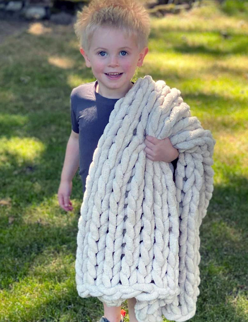 INFINITE CHUNKY KNIT BLANKET | MINKY | LITTLE - SAND