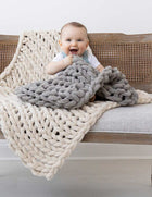 INFINITE CHUNKY KNIT BLANKET | MINKY | LITTLE - SAND