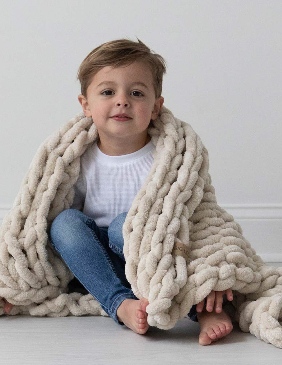 INFINITE CHUNKY KNIT BLANKET | MINKY | LITTLE - SAND