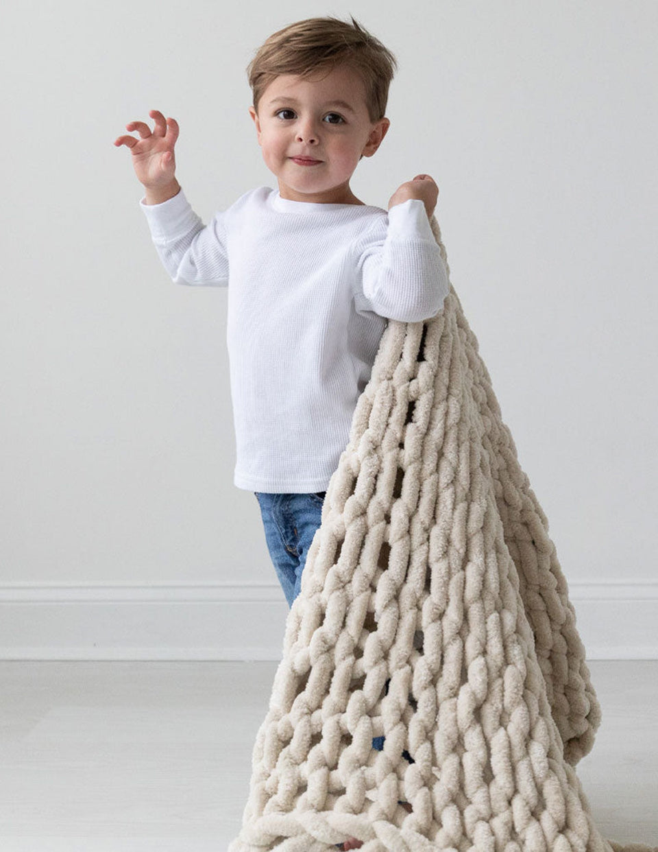 INFINITE CHUNKY KNIT BLANKET | MINKY | LITTLE - SAND