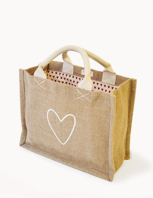 Jute Canvas Gift Bag - Love