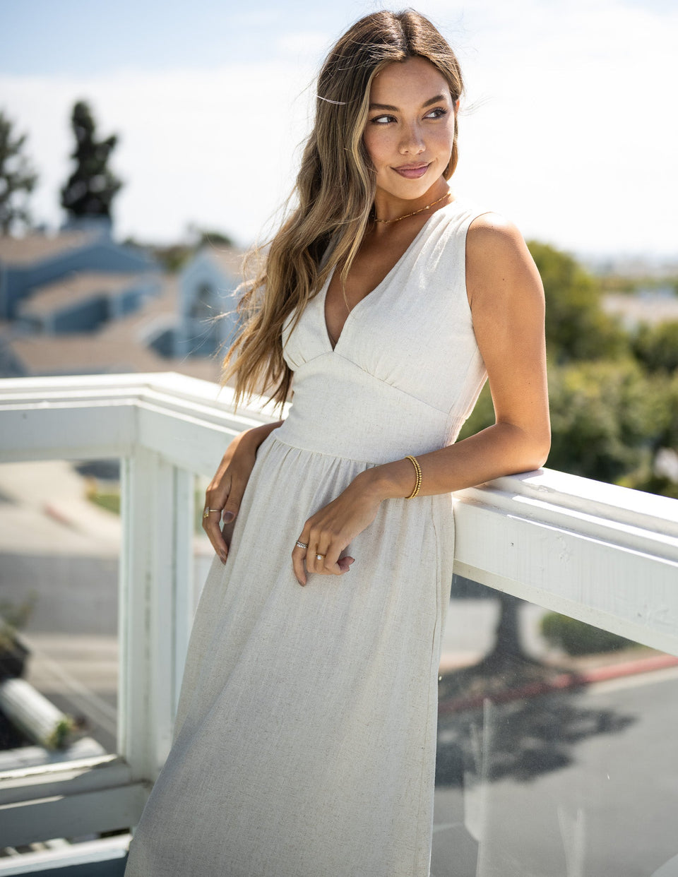 Linen Sofia Midi Dress Sozy Linen Sofia Midi Dress Sozy