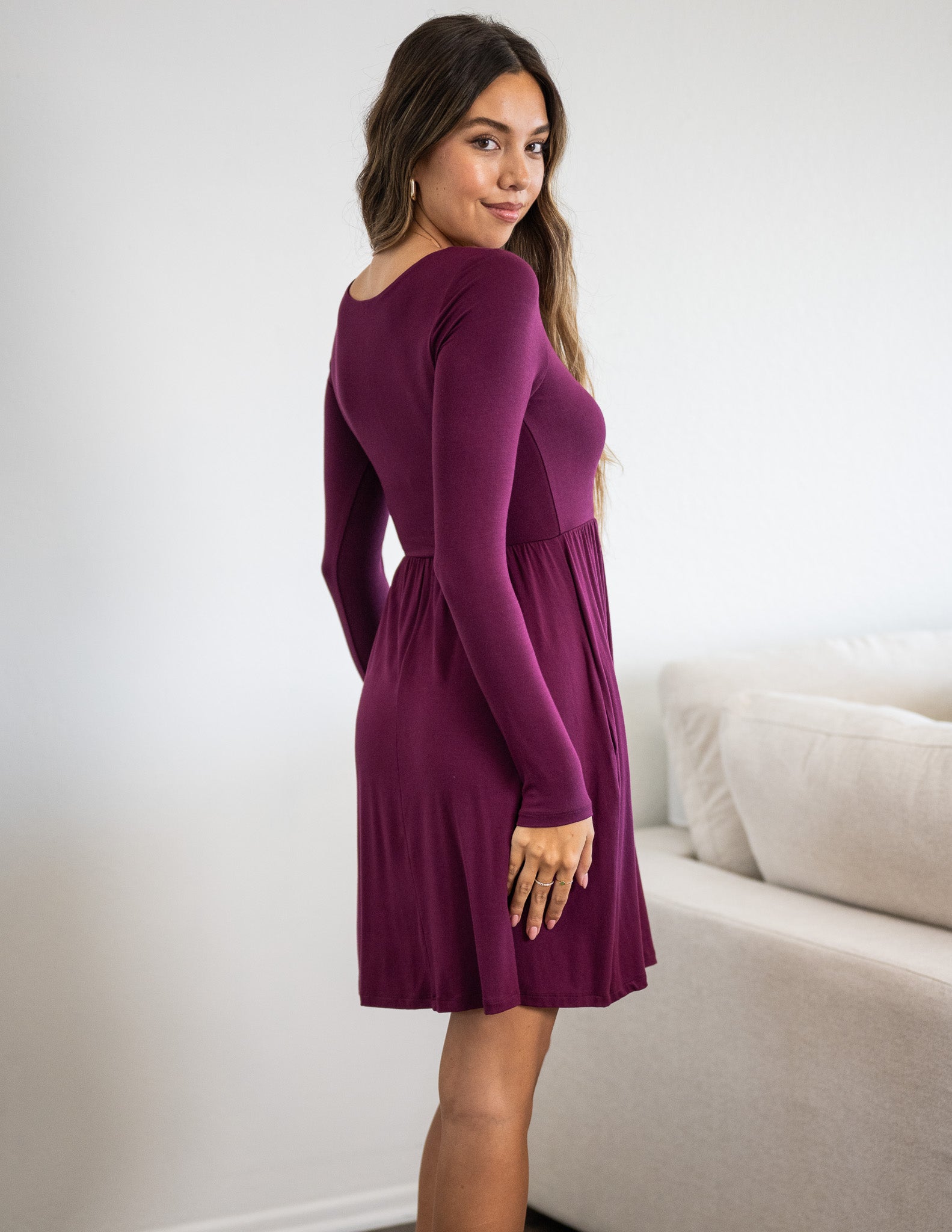 ワンピース Lisa check long dress Lisa Long Sleeve Mini Dress – Sozy