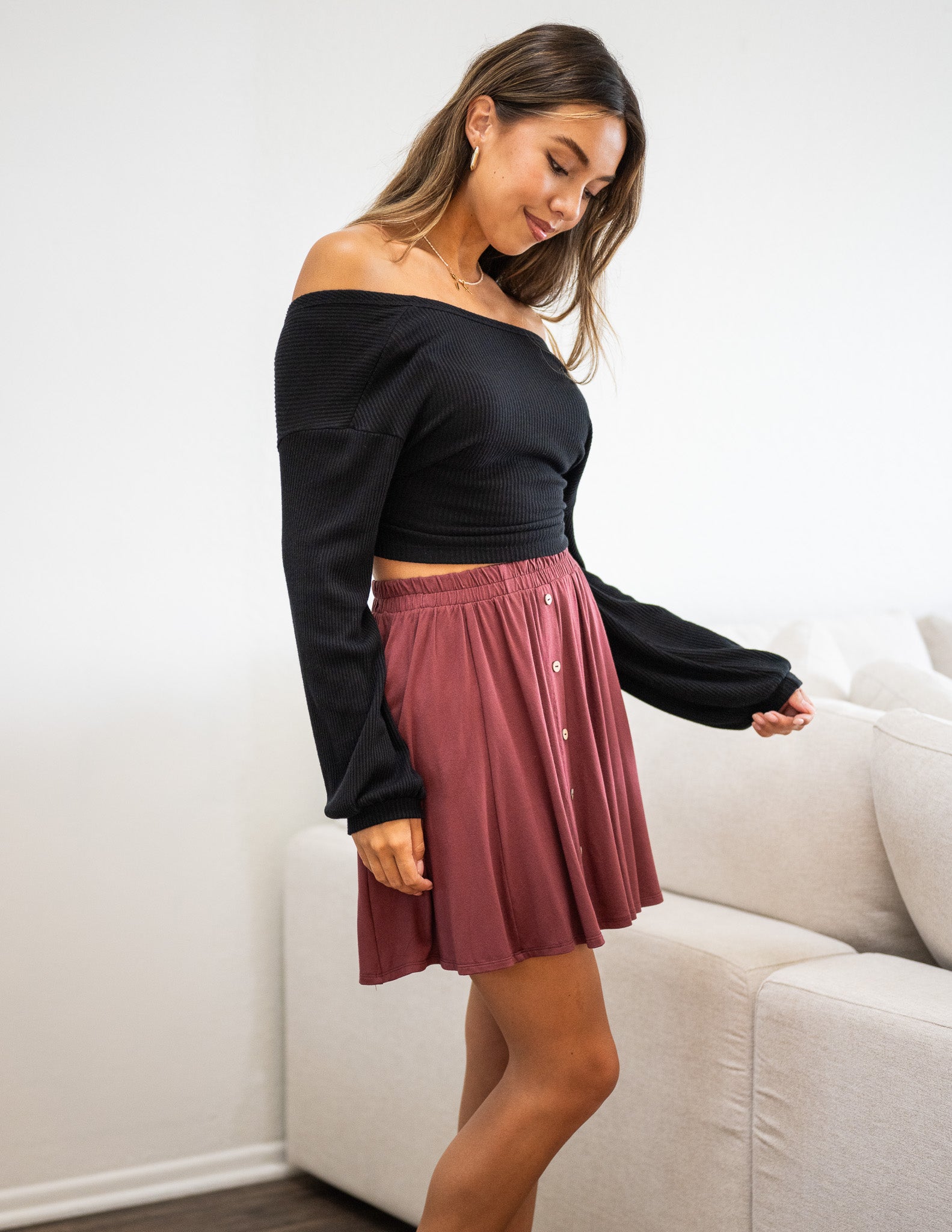 スカート ANDMARY Sonia lace up mini skirt Sonia lace up mini skirt S アンドマリー 未使用に近い Sonsie Mini
