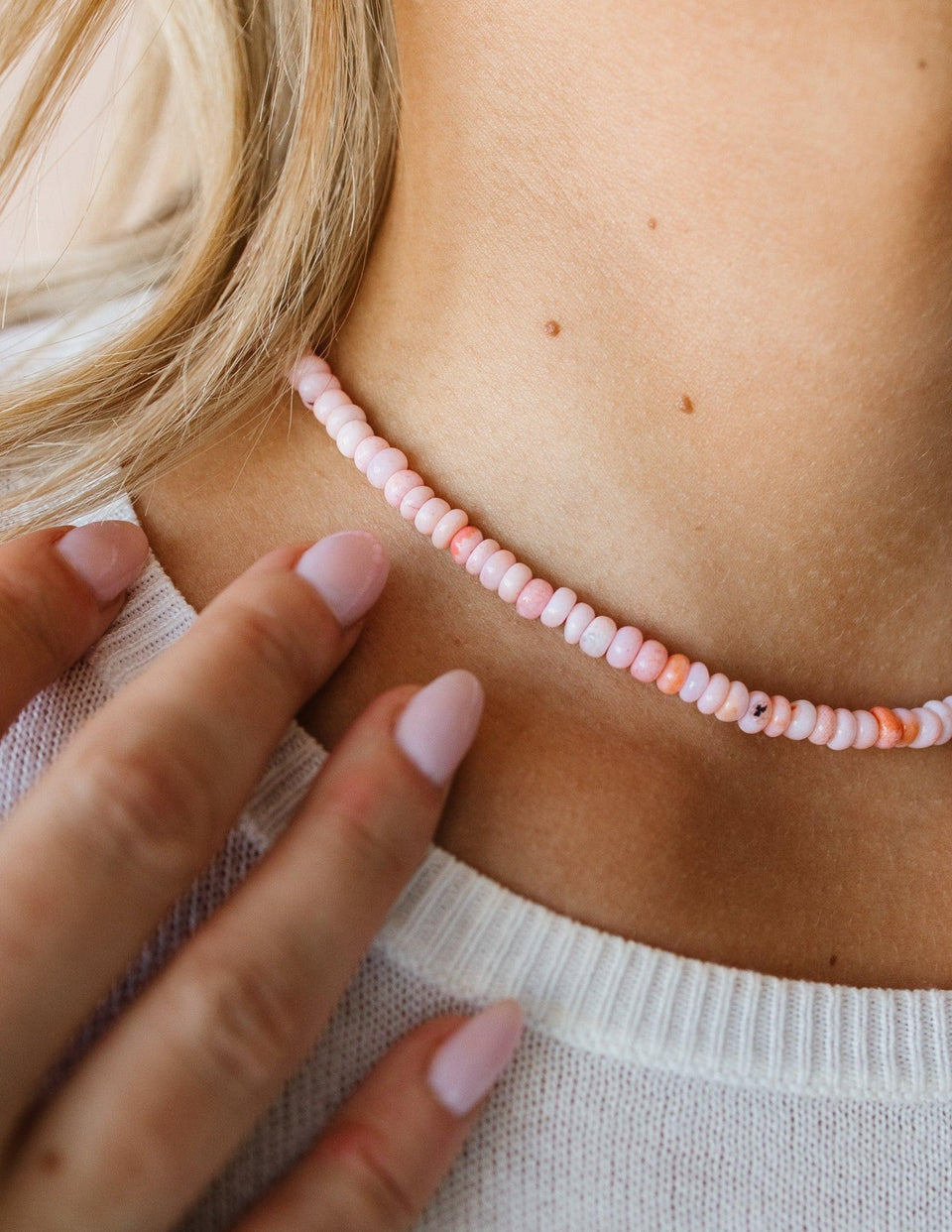 Pink Opal Beaded Necklace