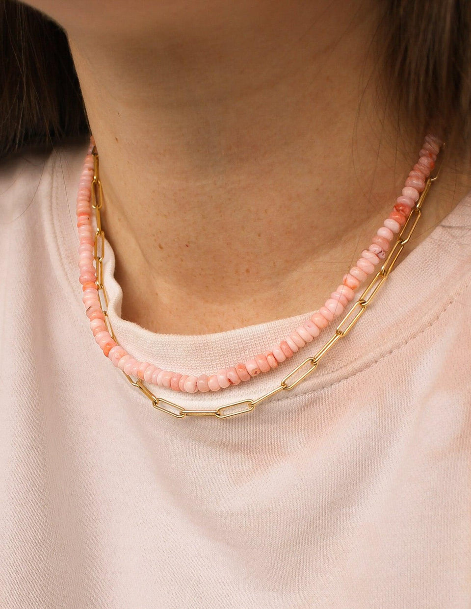 Pink Opal Beaded Necklace