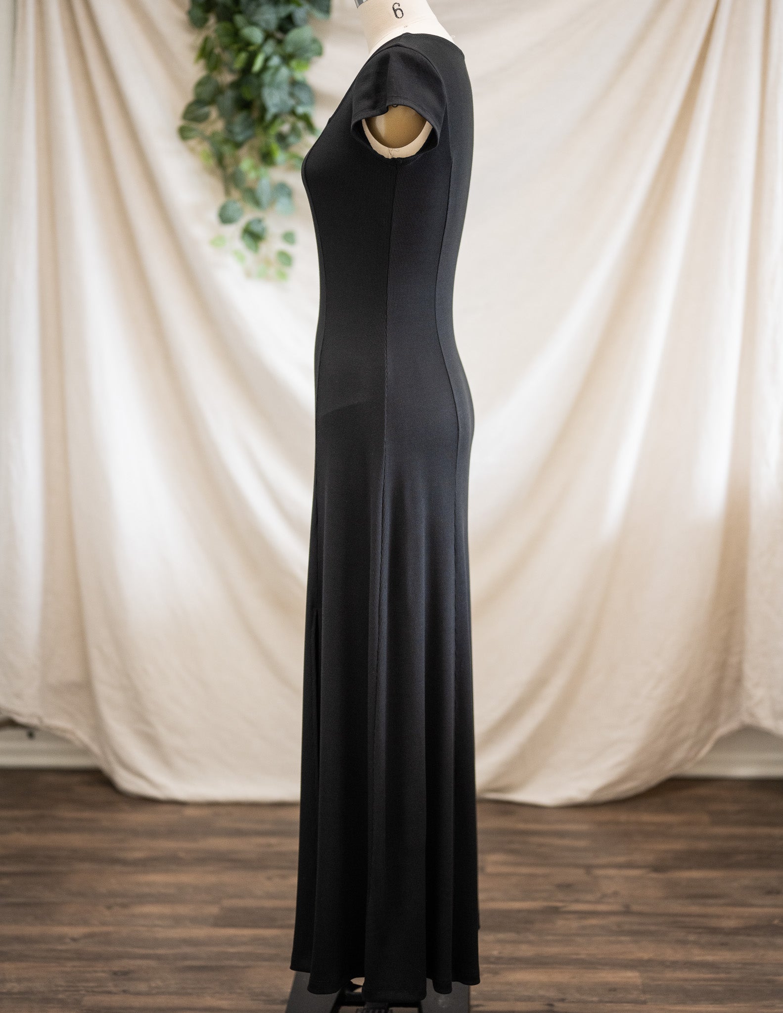 Black Chinon Crepe regular Gown with embellished Bodice | Shreeman