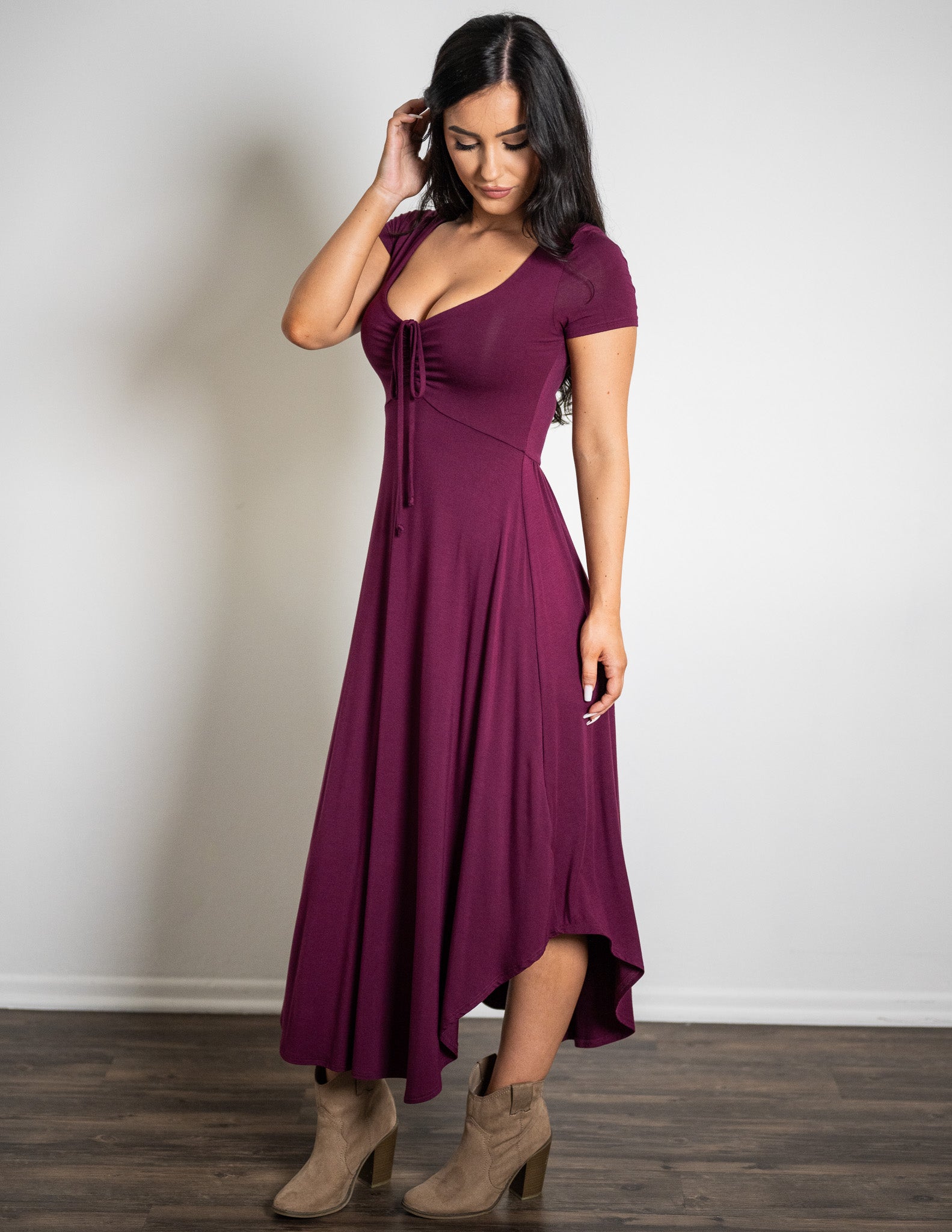 パーティードレス Short-Sleeve Multicolored Silk Dress Sarah Short Sleeve Dress – Sozy