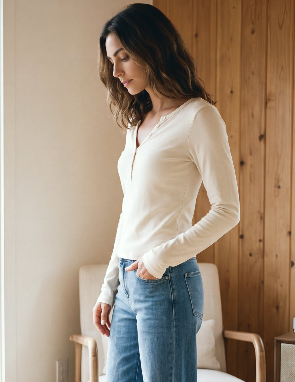 Cotton Naya Button Long Sleeve