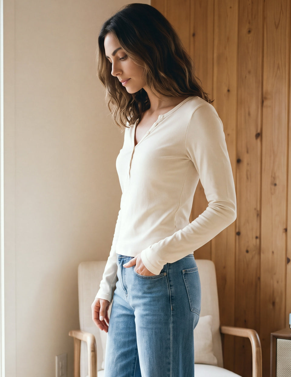 Cotton Naya Button Long Sleeve