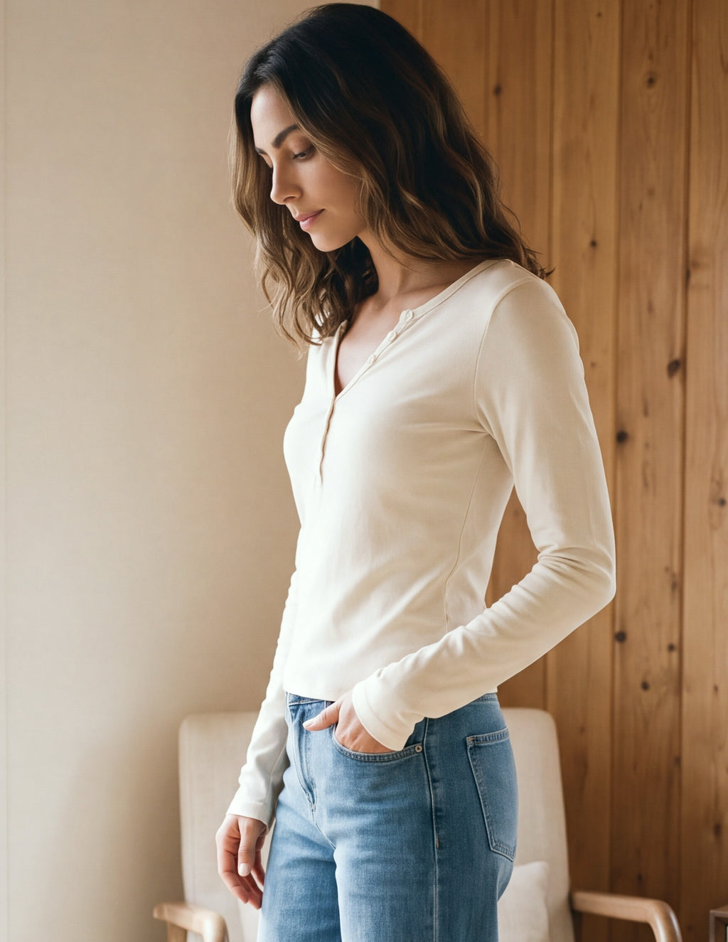 Cotton Naya Button Long Sleeve