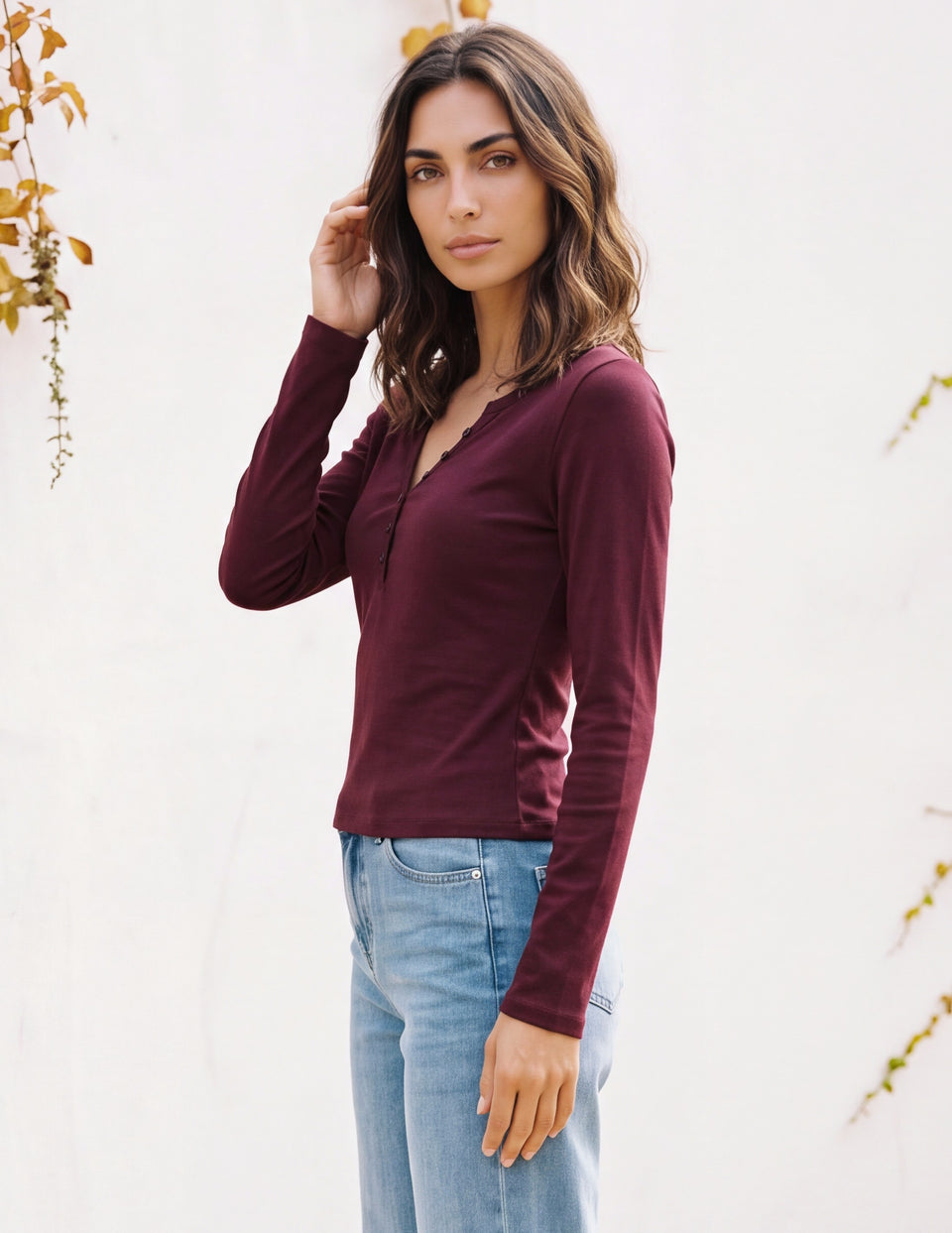 Cotton Naya Button Long Sleeve